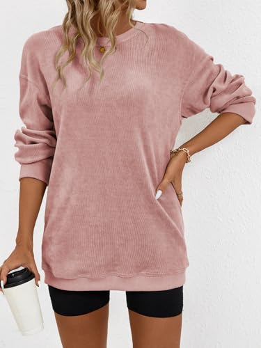 Women's Casual Corduroy Sweatshirts 2025 - Comfortable Long Sleeve Crewneck Pullovers for Fall and Winter4