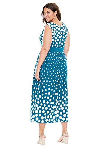 Woman Within Women's Plus Size Empire-Waist Print Maxi Dress - 30/32, Black Ombre Dot Multicolored #TOP2