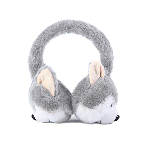Surblue Winter Dog Fur Ear Warmer Warm Cute Earmuffs Outdoor Ear Covers Adjustable Headband, Light Grey #TOP1