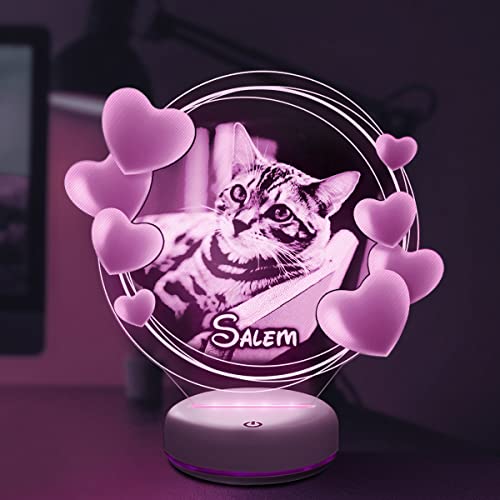 Lampephoto.fr Lampe photo Personnalisée par gravure laser, Photo et Texte Personnalisable, Photo famille couple, animaux de compagnie chien, chat. Lampe déco...