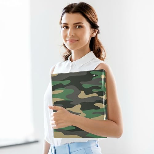 YETTASBIN Camo Texture 3 Round Ring Binders with 3 Interior PVC Clear Pockets, Waterproof Durable Basic Binders with Anti-Slip Metal Clip, Versatile Binders Holds 200 Sheets, 1 Pack