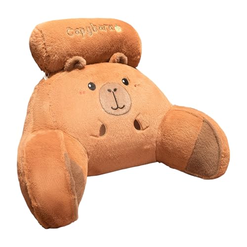 xyensy Cojín de lectura para cama, cojín de cama Capybara con reposabrazos, cojín de lectura con soporte para el cuello/brazo, cojín de respaldo para leer, relajarse, ver la televisión