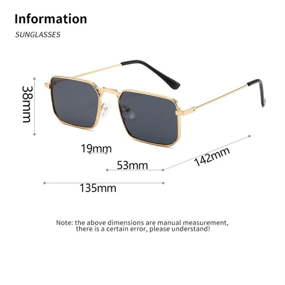 Gafas de sol cuadradas de moda para hombre, montura metálica estrecha, gafas de sol para mujer, protección UV400, estilo