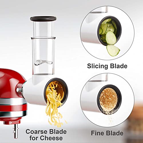 Image of Meat Grinder & Slicer Shredder Attachments for KitchenAid Stand Mixer, Meat Grinder with Sausage Stuffer Tubes and Slicer Shredder Set, 2 Pcs Attachment Set for KitchenAid Mixers by Cofun