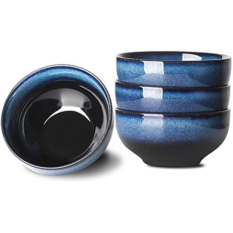YELLOYA Ceramic Soup Bowls, 26 oz Cereal Bowl Set of 4, 6 inch Stackable Serving Bowls for Snack, Dessert, Salad, Oatmeal, Gradient blue Cover