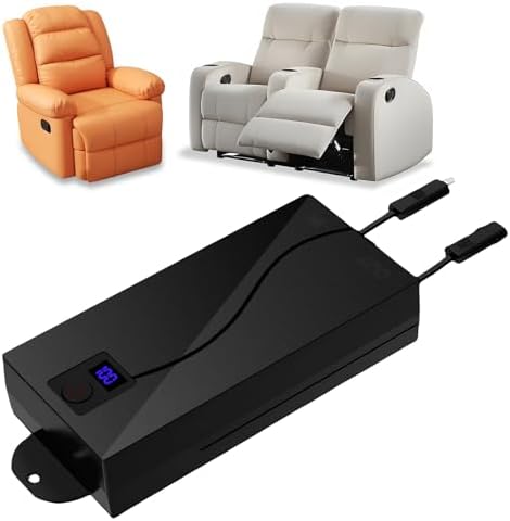 Universal Wireless Battery Pack for Reclining Furniture with LCD Display, 2500 mAh Rechargeable Battery Pack Power Supply for 2-Pin Motion Furniture - Power Recliner, Power Sofa, Couch, and Lift Chair