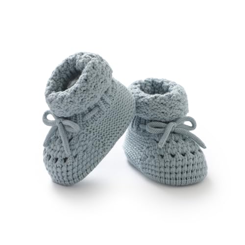 Rebolly Baby Booties 100% Cotton Knitted Newborn First Cozy Warm Crib Shoes for Toddler Infant Boy...