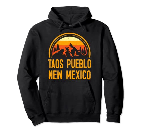 Taos Pueblo Nuevo México NM Montañas Senderismo Souvenir Vintage Sudadera con Capucha