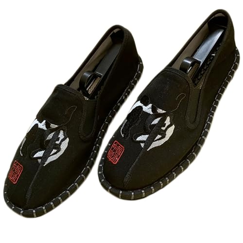 Embroidered Tai Chi Kung Fu Shoes, Unisex Canvas Martial Arts Flats, Traditional Chinese Slip-On Sneakers with Non-Slip Sole for Men and Women 12 Styles