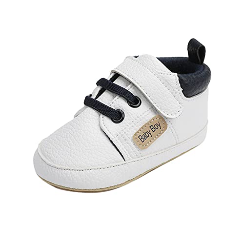 Infant Toddler Baby Girls Boys Shoes Sandals Athletic Leather Sneakers First Walkers Prewalkers (White, 4 Toddler)