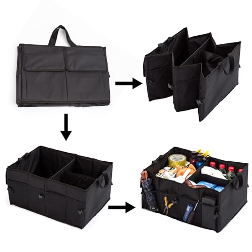 BDHYYM Organizador de Maletero Coche, Caja Plegable, Organizador Maletero Coche organizador de coche para Almacenamiento Plegable Impermeable, Accesorios coche Interior, Cinchas Ajustables - imagen 4