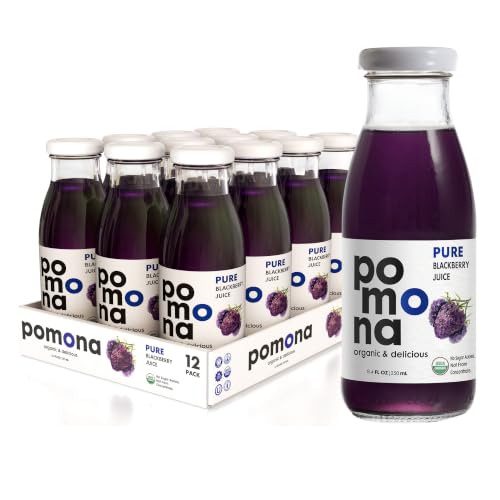 Pomona Organic Blackberry Juice (Pack Of 12), Cold Pressed USDA Organic Juices, 100% Blackberries,...