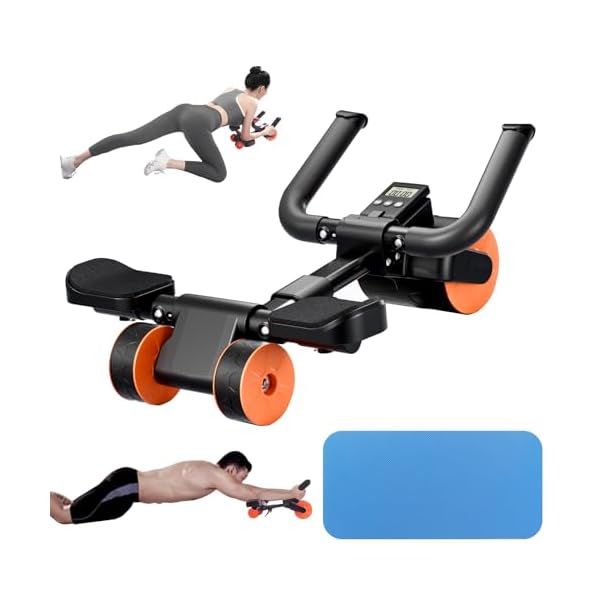 Bnlei Rueda Abdominale con Soporte de Codo y Rebote Automático【Tres Ruedas】Rodillo Abdominales Soporte Entrenamiento Absculpt, Maquina de Abdominales en Casa Gym Hombr y Mujer