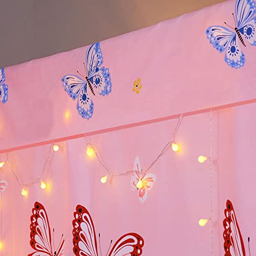 Mengersi Princess Butterfly Canopy Bed Curtains For Girls Pink Bed Drapes Curtains Room Decor Twin Size #TOP3