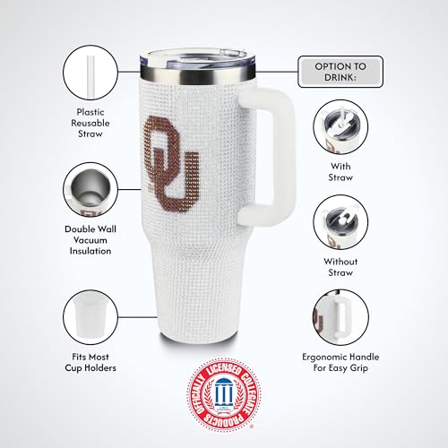 Image of The Memory Company Officially Licensed 40oz White Bling Game Day Tumbler, University of Oklahoma