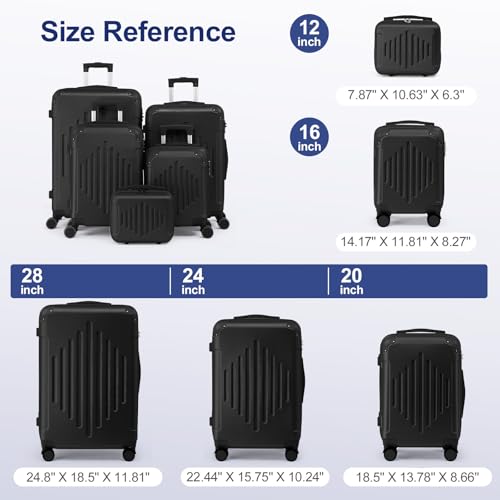 Karl home Luggage Set 3 Piece Suitcase Sets with TSA Lock Moulded Corner 4 Spinner Wheels, ABS Hardside Trolley Travel Case for Carry On Check-in Business Trip, Black (20/24/28)3