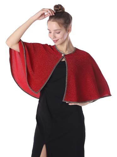 Baoqiya Women's Soft Sparkly Capelet Shawl Wraps Shrug for Evening Dress Wedding Cape Cover Up3