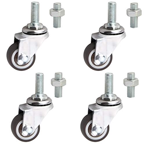 pingping1991 1 Pouce roulettes pour Meubles,Roulette en Caoutchouc avec Frein,Roulette 360° Pivotante Universelle,Boulon à Tige Filetée M6/M8,lit bébé,Silencieuses(Paquet de 4)(universalM6) Cover