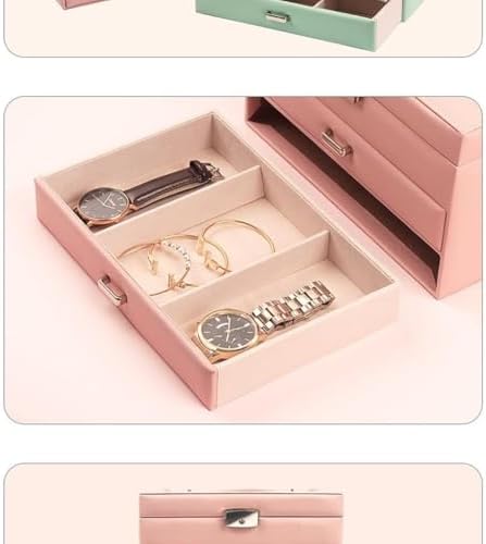 Three-Layer PU Leather Jewelry Box for Women – Stylish Drawer Organizer, Portable Jewelry Storage Suitcase for Bedroom, Bathroom, Vanity, and Cloakroom. image 4