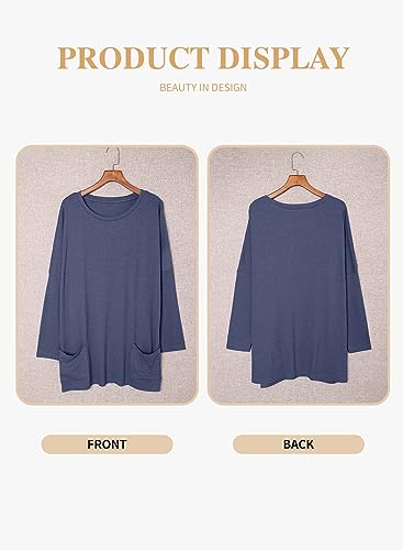 Eytino Womens Plus Size Long Sleeve Tops Crewneck Lightweight Sweatshirt Loose Casual Oversized T Shirts with Pockets(1X-5X)4