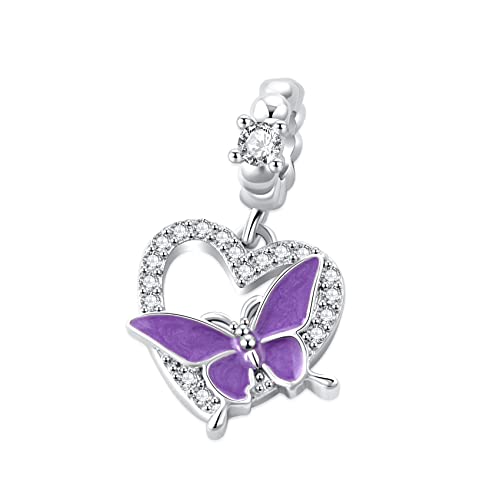 Crystal Butterfly Heart Dangle Charm for Pandora Bracelet2