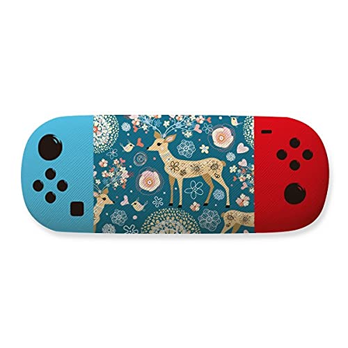 Étui à lunettes cerf et fleur bleu cadeau poétique et utile