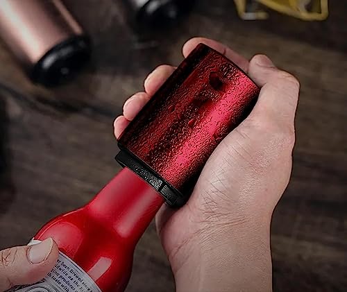 KOMUNJ Beer Bottle Opener, Push Down Bottle Opener, Beer Soda Cap Opener Beer Accessories,Magnet Beer Opener, Kitchen Gadgets (Red) - Image 3