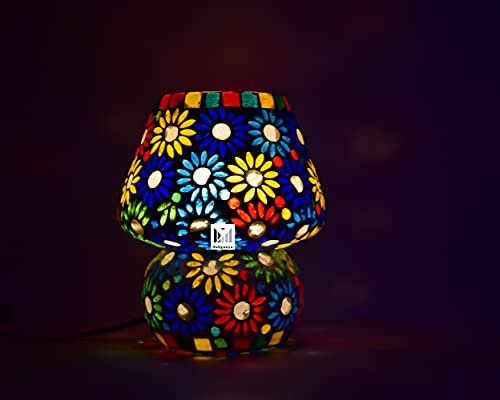 MAHGANYA Mosaic Style Dome Shaped Glass Table Lamp Multicolour for Living Room,Bed Room,Desk Mah324