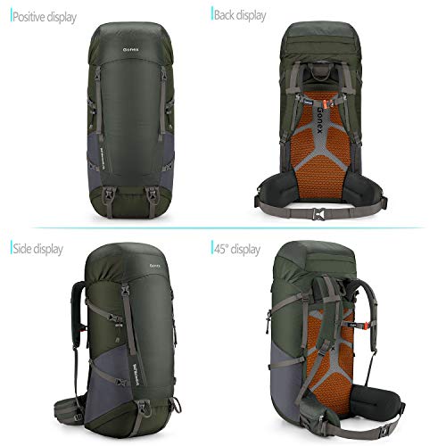 Gonex 65L/75L Hiking Internal Frame Backpack Outdoor Camping Backpack with Rain Cover Gray