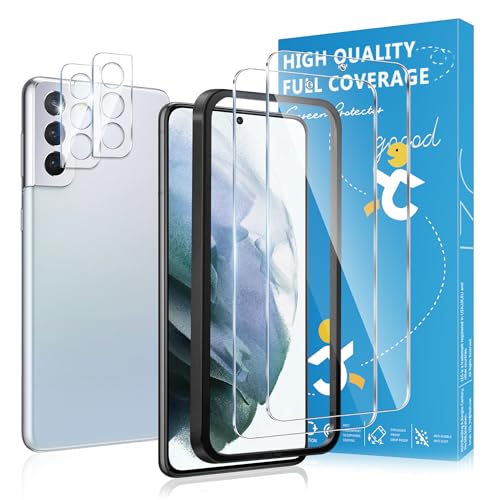 WILLONE 2+2 Pack for Samsung Galaxy S21 Plus Screen Protector (6.70 inches) with Camera Lens Protector Case Friendly Tempered Glass Film Fingerprint Unlock HD Clear