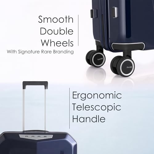 Image of Rare Rabbit Gallardo Medium Size Glossy Blue Hard Trolley Bag Polycarbonate Antiscratch Travel Suitcase with 8 Silent Wheels and a Sturdy TSA Lock - Luggage for Men & Women