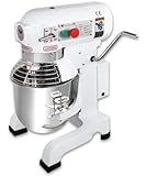 Beeketal 'BSM10a' Profi Teigknetmaschine mit Planetenrührwerk 10 Liter Kapazität (3 Stufen 105, 170, 340 U/min), Knetmaschine inkl. Knethaken, Schneebesen und Flachrührer - weiß lackiert