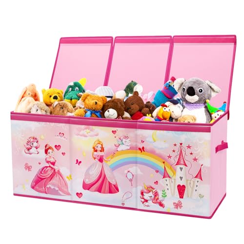 Grande Boîte à Jouets avec Couvercle pour Enfants, Coffre de Rangement Pliable Oxford avec Poignée, Imperméable Anti-poussière Boîte de Rangement pour...