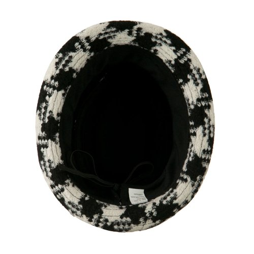 Jeanne Simmons Girls Acrylic Blend Houndstooth Fedora - Black White W18S23C3
