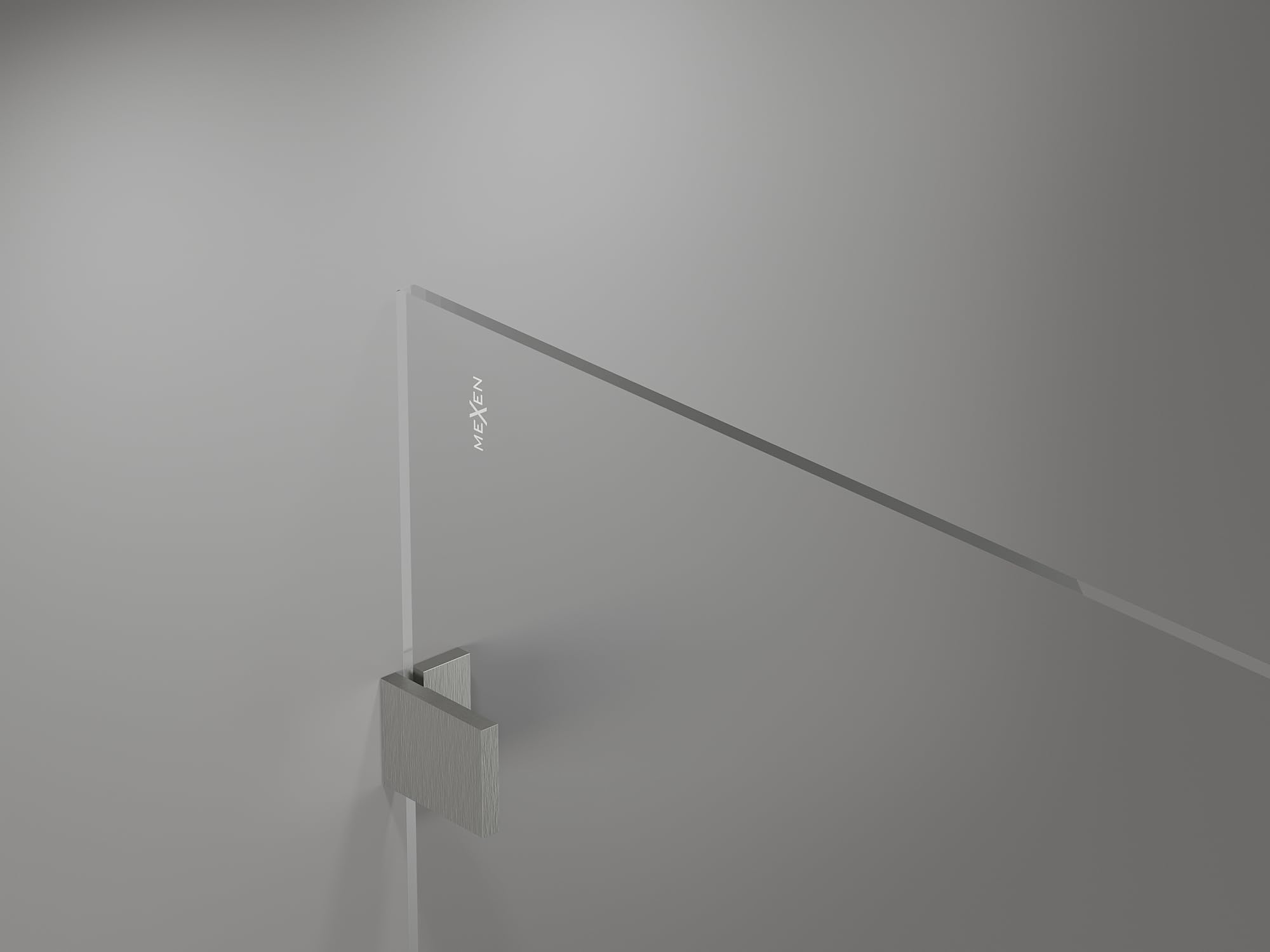 Mexen Lunar Parete Doccia Walk-In Destro 70x200 Trasparente 8mm Nichel Spazzolato