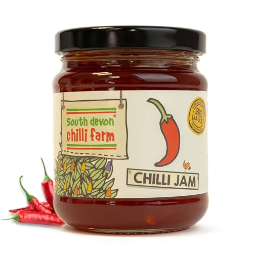 South Devon Chilli Farm - Fresh Chilli Jam (250g Jar) – Ideal Condiment for Cheese, Meats & Eggs – Gluten Free and Vegan Friendly - Sweet and Spicy Jam