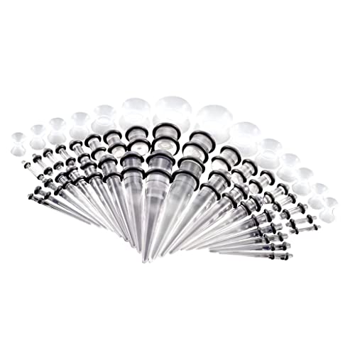 Generic 50 Peças de Plugues de Acrílico 14g- Túneis de Silicone, Transparente