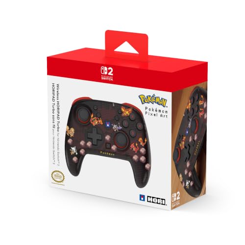 HORI Wireless HORIPAD Turbo (Pokémon Pixel Red) for Nintendo Switch 2 – Rechargeable Controller - Officially Licensed by Nintendo