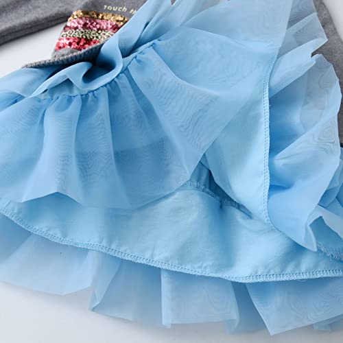 VIKITA Girls Knitted Dress Long Sleeve Sweater Tutu Tulle Party Dresses Toddler Kids Birthday Outfit4