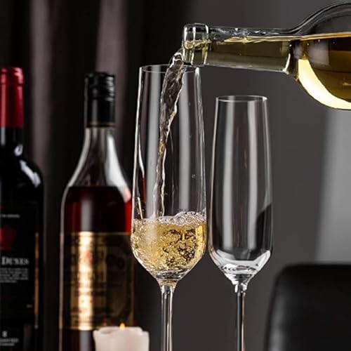 Image of 250 ML Elegant and Stylish Long Stem Champagne Flutes | Crystal Champagne Premium Glass, Unique Wine Glass 250ml (Set of 04)
