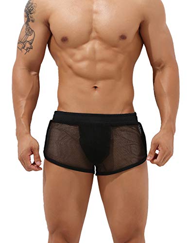 SEOBEAN Mens Mesh Lounge Trunks Shorts