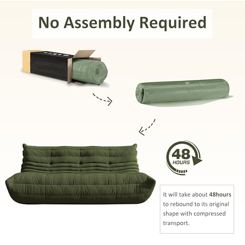 Image of Modular Sectional Sofa Couches L-Shape Couch 3 Seat Modular Sofa Memory Foam Sectional Couches for Living Room, (Green, 3-Seater)