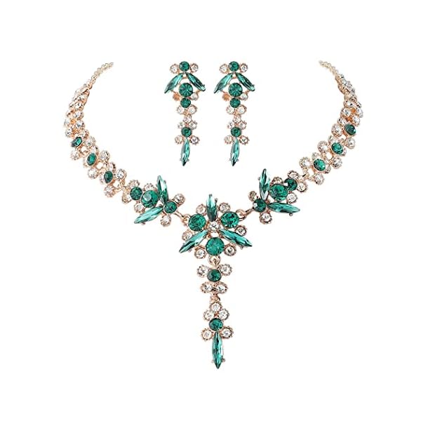 Unicra Bride Necklace Earrings Set Crystal Bridal Wedding Jewelry Sets Rhinestone Choker Necklace Prom Costume Jewelry for Women and Brides
