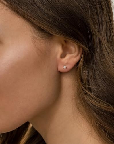 14K Gold Plated Hypoallergenic Pearl Stud Earrings for Women Dainty Pearl Studs Earrings for Wedding Bridal Jewelry3