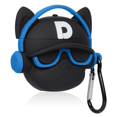 Image of Prolet Cute 3D Bulldog Fashion Character Silicone Cases Compatible with AirPods Pro Case Cover New 3D Design Shockproof Protective Case for Airpod Pro Case[ AIRPOD NOT Included]-Bulldog D Black & Blue