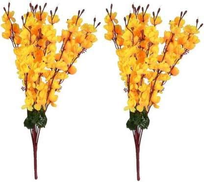 ENDECOR - Yellow Orchids Artificial Flower (25 inch, Pack of 25)
