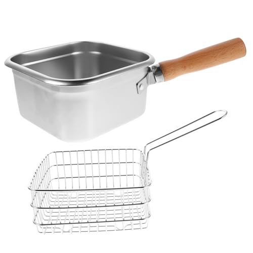 LABRIMP ステンレス製ポータブル油炸? 多機能深型揚げ鍋 バスケット付き