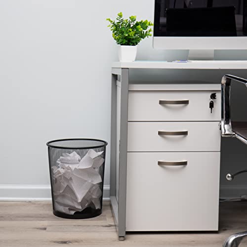 Mind Reader Garbage Waste Basket Recycling Bin Set, Round Metal Mesh, Black #TOP1