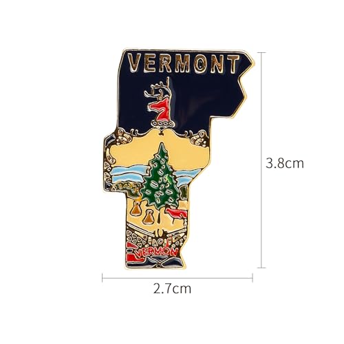 Image of State Shaped Map Lapel Metal Pin Enamel Brooch Keepsake Beautifully Designed for Backpack Hat
