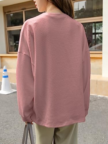 Image of Women's Waffle Button Down Neck Korean Tops for Women || Oversized t Shirts for Women || Long Sleeve Tops